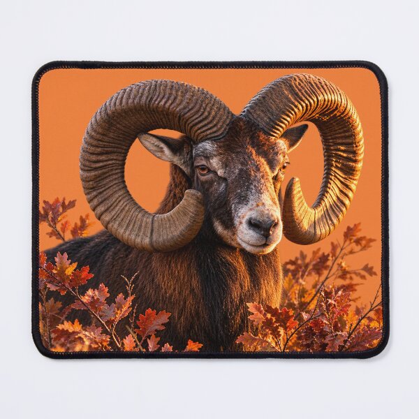Item preview, Majestic Mouflon Ram Among Autumn Oak Leaves designed and sold by Medve Photography & Design.