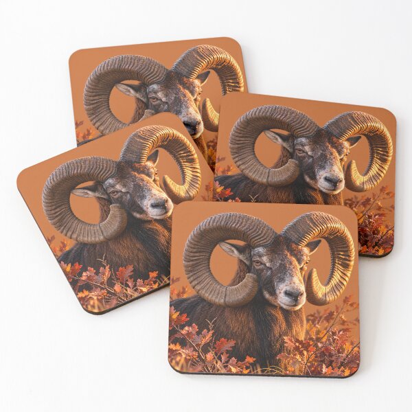 Item preview, Majestic Mouflon Ram Among Autumn Oak Leaves designed and sold by Medve Photography & Design.