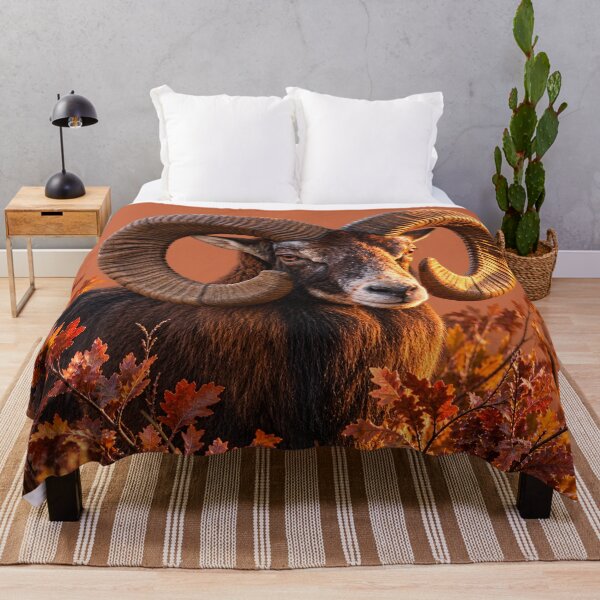 Item preview, Majestic Mouflon Ram Among Autumn Oak Leaves designed and sold by Medve Photography & Design.