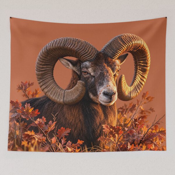 Item preview, Majestic Mouflon Ram Among Autumn Oak Leaves designed and sold by Medve Photography & Design.