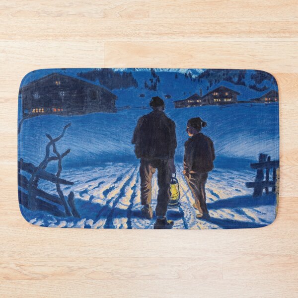 Item preview, Evening Atmosphere winter masterpiece, father and snow twilight alpine mountain landscape painting by Waldemar Fink designed and sold by Jéanpaul  Ferro.
