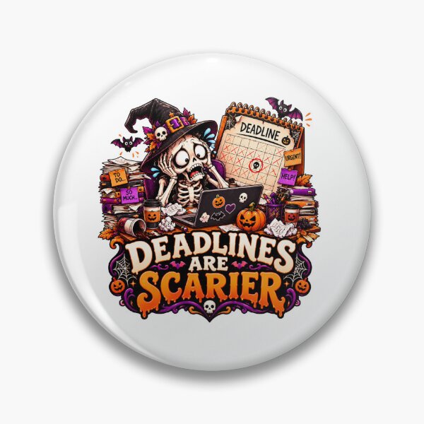 Item preview, Deadlines Are Scarier Halloween Design, Skeleton Working at Laptop, Funny Office Halloween, Spooky Work designed and sold by Pixanova.