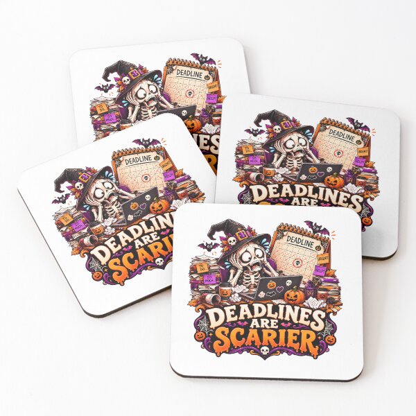 Item preview, Deadlines Are Scarier Halloween Design, Skeleton Working at Laptop, Funny Office Halloween, Spooky Work designed and sold by Pixanova.