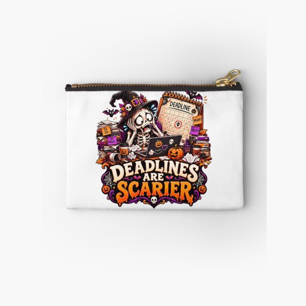 Item preview, Deadlines Are Scarier Halloween Design, Skeleton Working at Laptop, Funny Office Halloween, Spooky Work designed and sold by Pixanova.