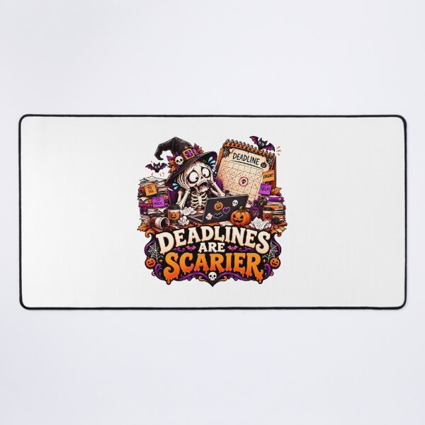 Item preview, Deadlines Are Scarier Halloween Design, Skeleton Working at Laptop, Funny Office Halloween, Spooky Work designed and sold by Pixanova.