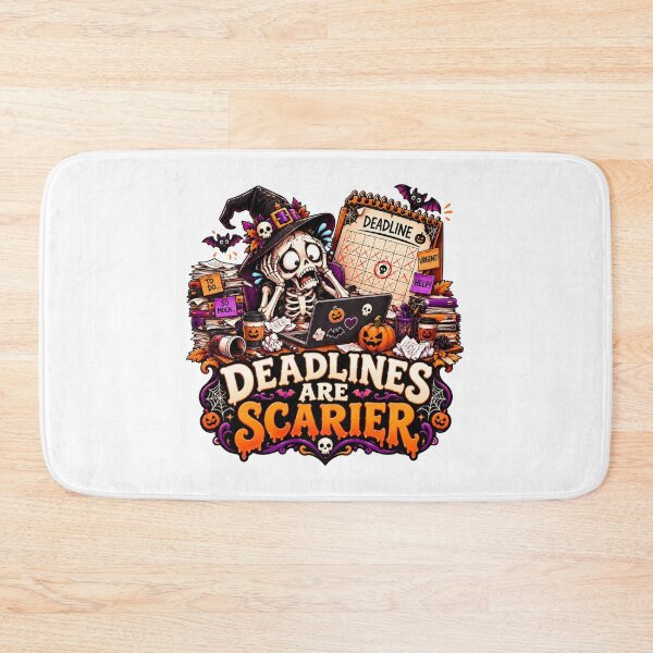 Item preview, Deadlines Are Scarier Halloween Design, Skeleton Working at Laptop, Funny Office Halloween, Spooky Work designed and sold by Pixanova.