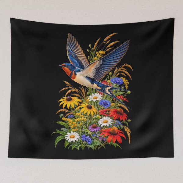 Item preview, Swallow Among Wildflowers designed and sold by RockitBaby.