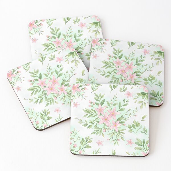 Item preview, Pastel Pink Blossom & Sage Leaf Bouquets Pattern designed and sold by Studio BC.