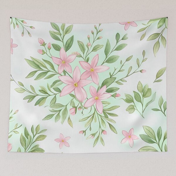 Item preview, Pastel Pink Blossom & Sage Leaf Bouquets Pattern designed and sold by Studio BC.