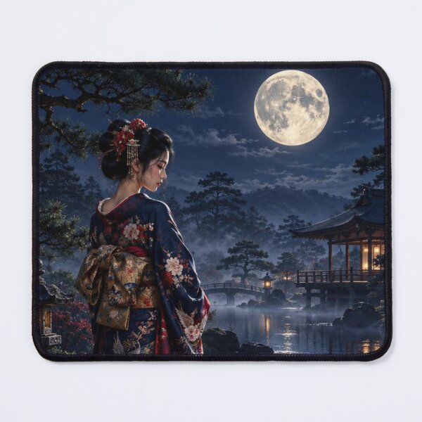 Item preview, Japanese Kimono Woman Under the Full Moon designed and sold by vekotpu.