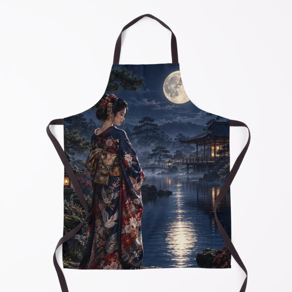 Item preview, Japanese Kimono Woman Under the Full Moon designed and sold by vekotpu.