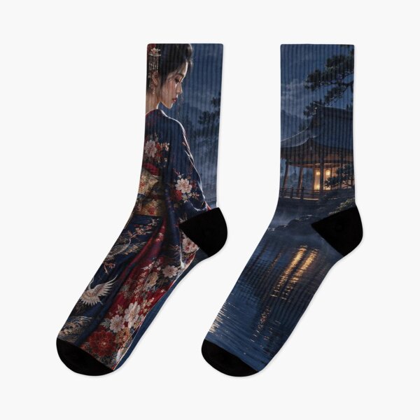 Item preview, Japanese Kimono Woman Under the Full Moon designed and sold by vekotpu.
