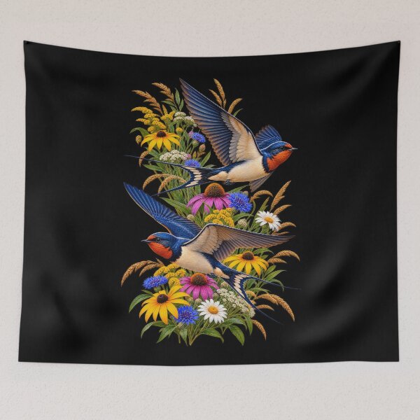 Item preview, Swallows Over Wildflowers designed and sold by RockitBaby.
