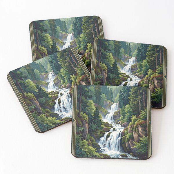 Item preview, Triberg Waterfalls Germany Vintage Travel Poster – Black Forest Schwarzwald Cascade designed and sold by Bomax121.