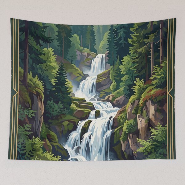 Artikelvorschau, Triberger Wasserfälle Deutschland Vintage Reiseposter – Schwarzwald Schwarzwald Kaskade entworfen und verkauft von Bomax121.