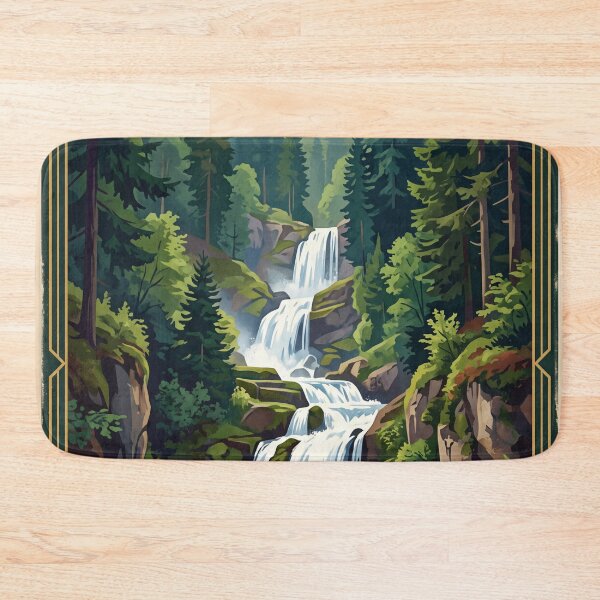 Item preview, Triberg Waterfalls Germany Vintage Travel Poster – Black Forest Schwarzwald Cascade designed and sold by Bomax121.