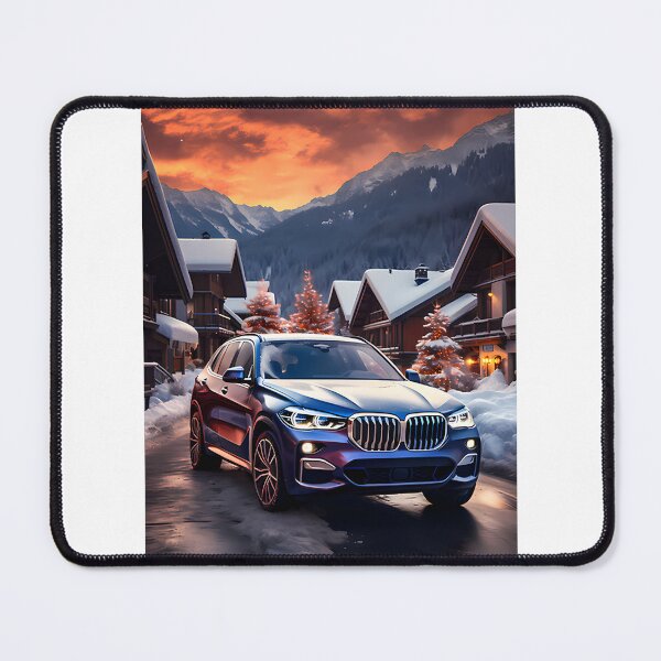 Item preview, Stylish SUV in Snowy Alpine Landscape with Cozy Cabins Winter Nature Scene designed and sold by Karnach.