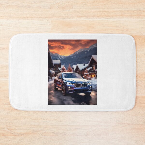 Item preview, Stylish SUV in Snowy Alpine Landscape with Cozy Cabins Winter Nature Scene designed and sold by Karnach.