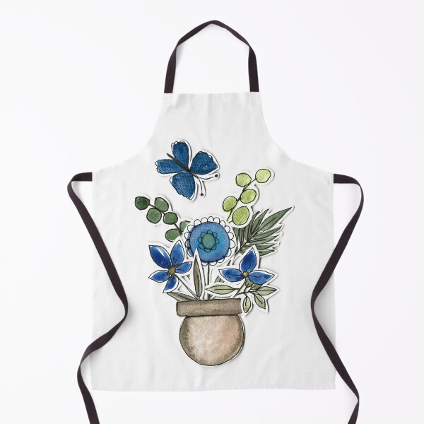 Item preview, Whimsical Indigo Wildflowers and Round Clay Pot Watercolor Art - Cute Nursery Wall Decor designed and sold by Orly Fuchs Galchen.