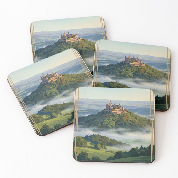 Item preview, Burg Hohenzollern Germany Vintage Travel Poster – Panorama Swabian Jura Castle designed and sold by Bomax121.