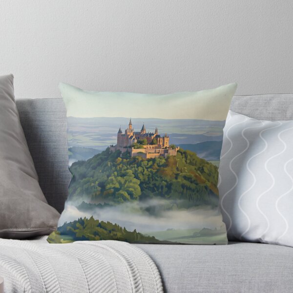 Aperçu de l'œuvre Affiche de voyage vintage du château de Hohenzollern, en Allemagne – Panorama du château du Jura souabe créée et vendue par Bomax121.