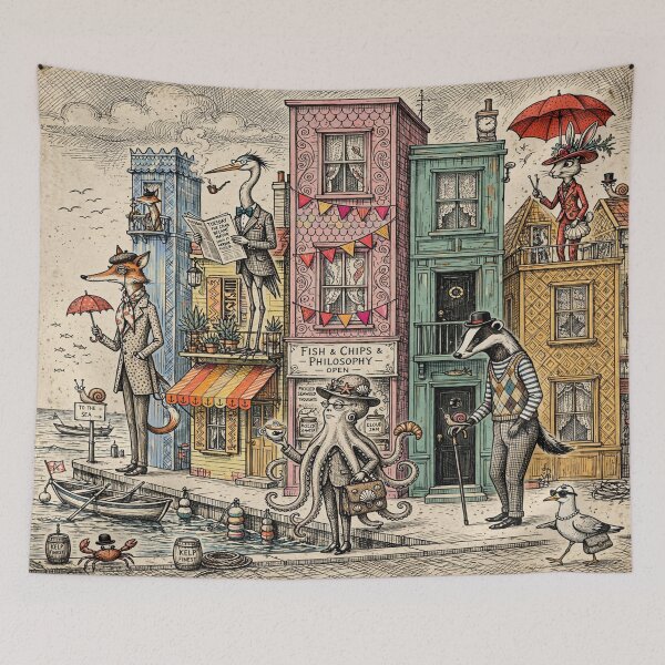 Item preview, Cartoon animal seaside view designed and sold by Judith Murphy.