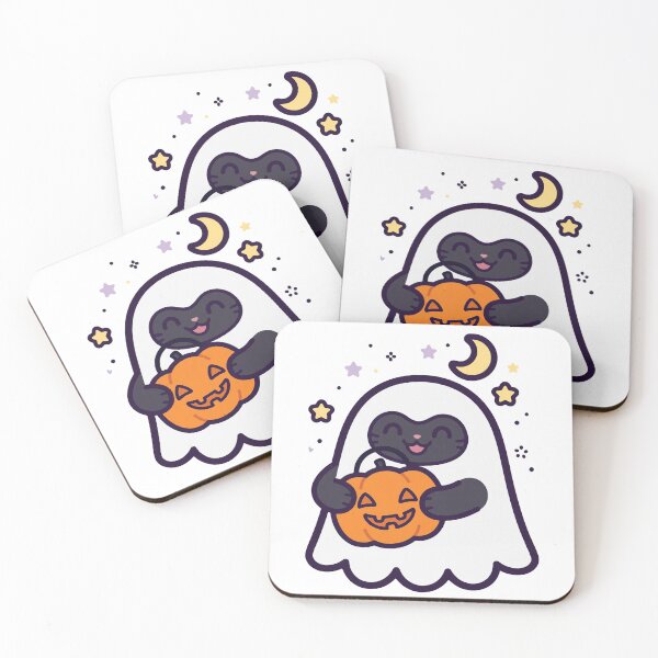 Item preview, Trick or Treat – Cute Ghost Cat Hugging Pumpkin designed and sold by Radevv.