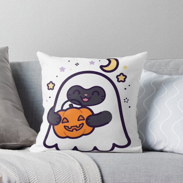 Item preview, Trick or Treat – Cute Ghost Cat Hugging Pumpkin designed and sold by Radevv.