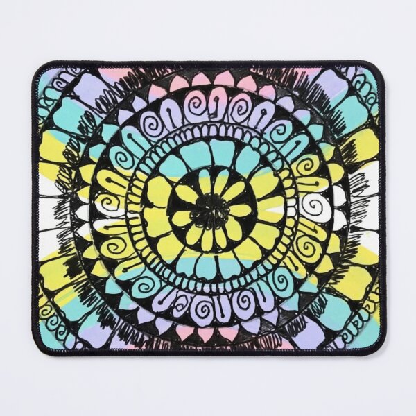 Item preview, Hand-drawn mandala with a pastel rainbow background. designed and sold by ChanCreation.