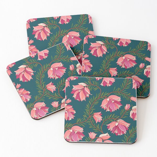Item preview, Stylized Coral Bush Blossom Deep Forest Green Pattern designed and sold by Studio BC.