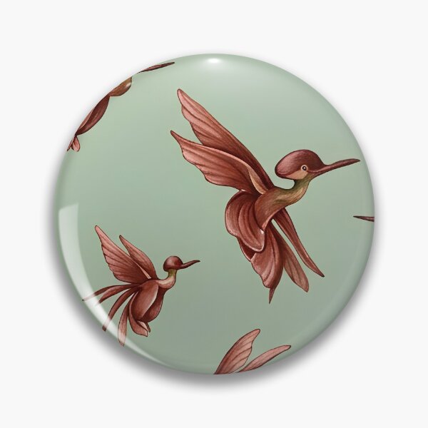 Item preview, Vintage Russet Flying Honeyeaters On Moss Pattern designed and sold by Studio BC.