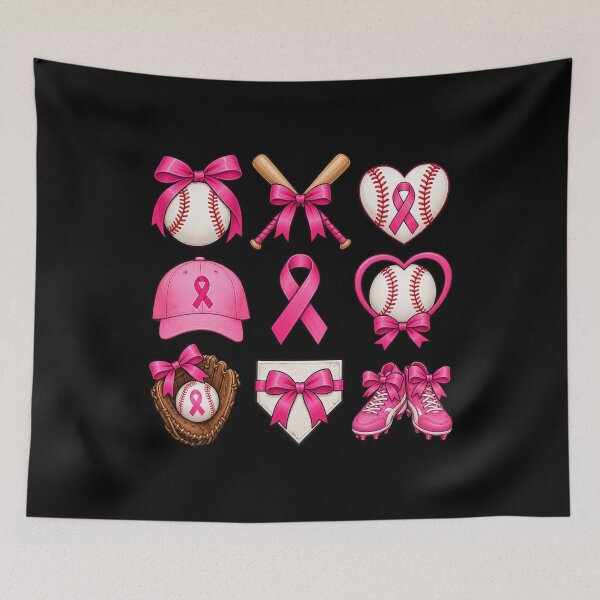 Item preview, Coquette Baseball Breast Cancer Awareness Pink Ribbon Grid Graphic designed and sold by Whirx.