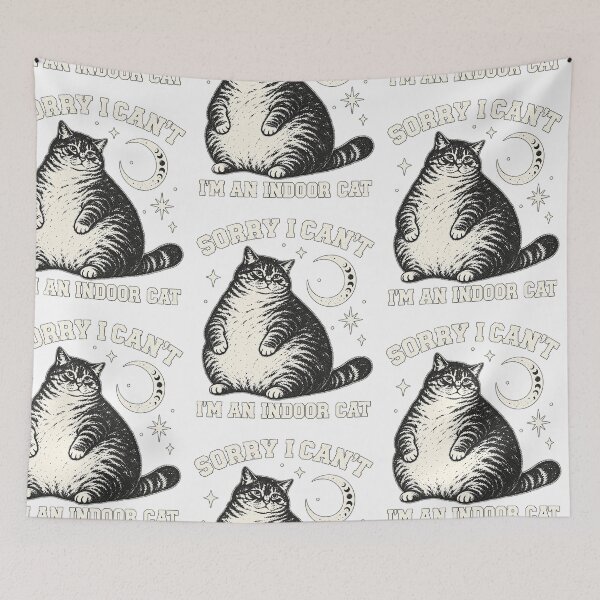 Item preview, Sorry I Cant Im An Indoor Cat Funny Introvert Fat Tabby Graphic designed and sold by gamoreRony.