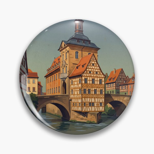 Item preview, Bamberg Germany Vintage Travel Poster – Altes Rathaus Little Venice Regnitz Old Town designed and sold by Bomax121.