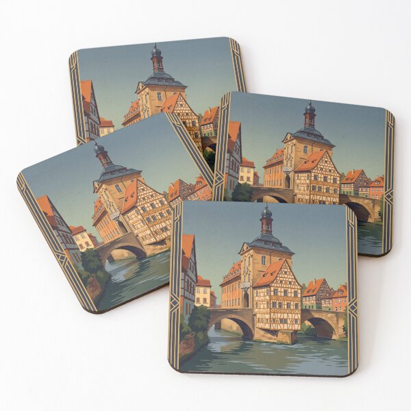 Item preview, Bamberg Germany Vintage Travel Poster – Altes Rathaus Little Venice Regnitz Old Town designed and sold by Bomax121.