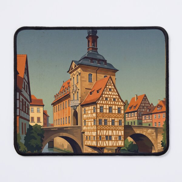 Item preview, Bamberg Germany Vintage Travel Poster – Altes Rathaus Little Venice Regnitz Old Town designed and sold by Bomax121.