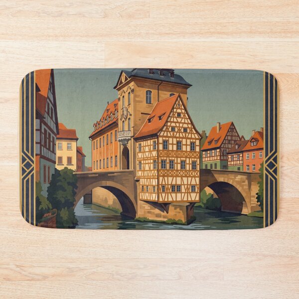 Item preview, Bamberg Germany Vintage Travel Poster – Altes Rathaus Little Venice Regnitz Old Town designed and sold by Bomax121.