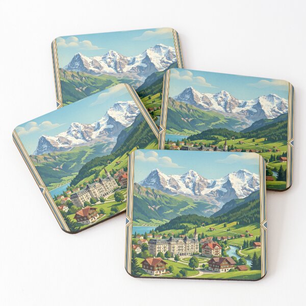 Item preview, Interlaken Switzerland Vintage Travel Poster – Lake Brienz Lake Thun Bernese Oberland designed and sold by Bomax121.
