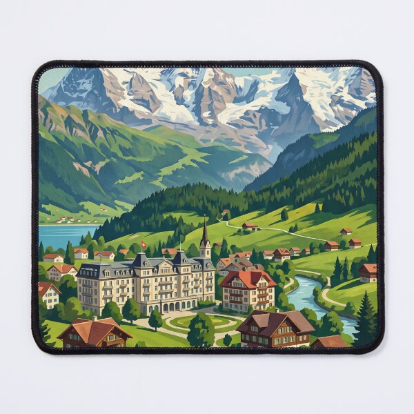 Item preview, Interlaken Switzerland Vintage Travel Poster – Lake Brienz Lake Thun Bernese Oberland designed and sold by Bomax121.