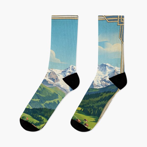 Item preview, Interlaken Switzerland Vintage Travel Poster – Lake Brienz Lake Thun Bernese Oberland designed and sold by Bomax121.