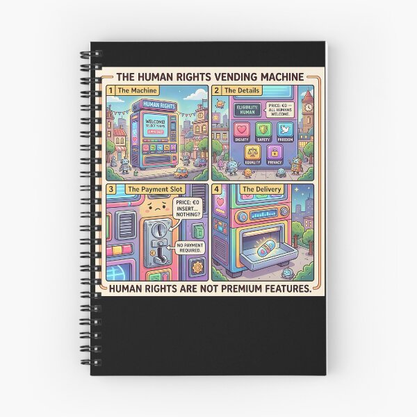 Item preview, Human Rights Machine – Comic illustration about dignity, freedom and equality designed and sold by Mianku | Für das Leben.