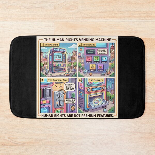 Item preview, Human Rights Machine – Comic illustration about dignity, freedom and equality designed and sold by Mianku | Für das Leben.