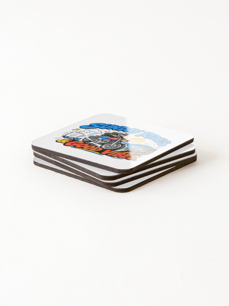 Thumbnail 4 of 5, Coasters (Set of 4), Sunday Rides And Good Vibes designed and sold by RAS-77.