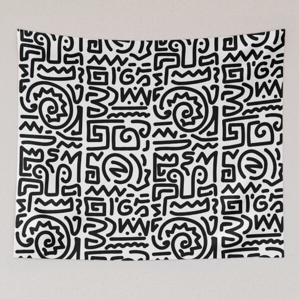 Item preview, Abstract Doodle Art - Black Line Art Pattern designed and sold by Wolagno.
