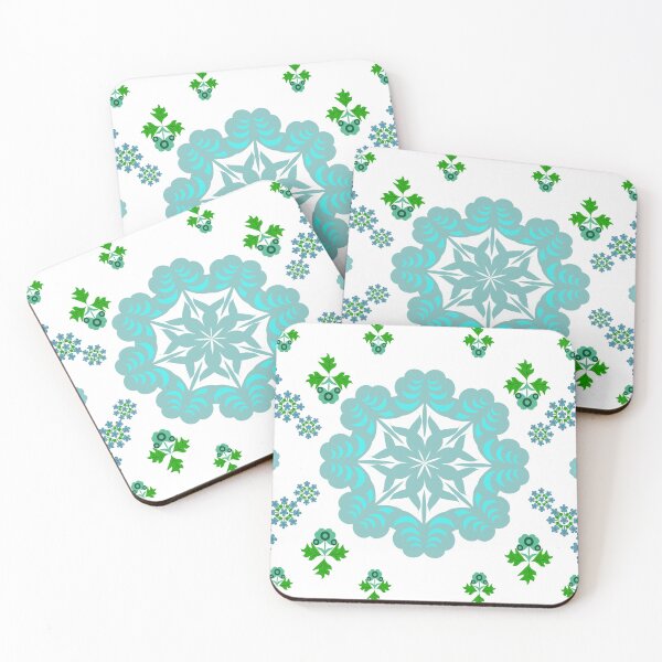 Item preview, Mint Blue Floral Medallion and Decorative Ornament Pattern Set designed and sold by Ei-Ei.