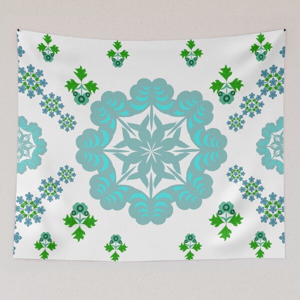 Item preview, Mint Blue Floral Medallion and Decorative Ornament Pattern Set designed and sold by Ei-Ei.