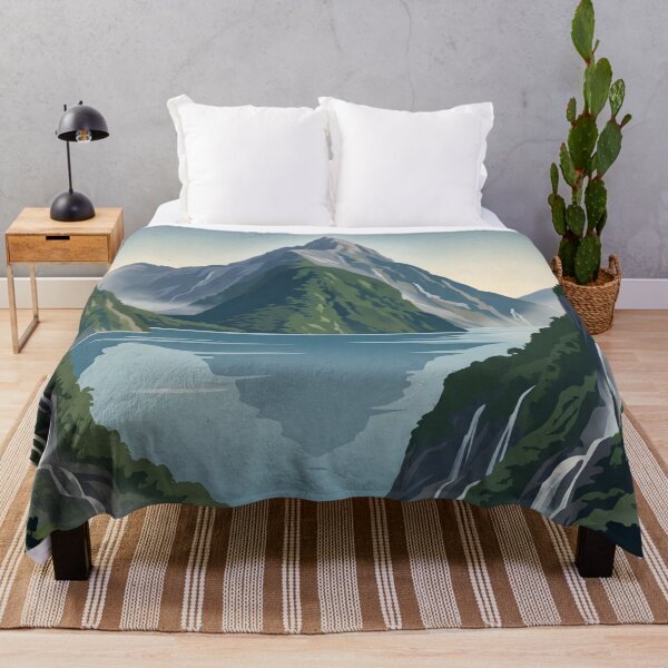 Item preview, Milford Sound New Zealand Vintage Travel Poster – Mitre Peak Fiordland Waterfalls designed and sold by Bomax121.