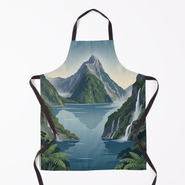 Item preview, Milford Sound New Zealand Vintage Travel Poster – Mitre Peak Fiordland Waterfalls designed and sold by Bomax121.