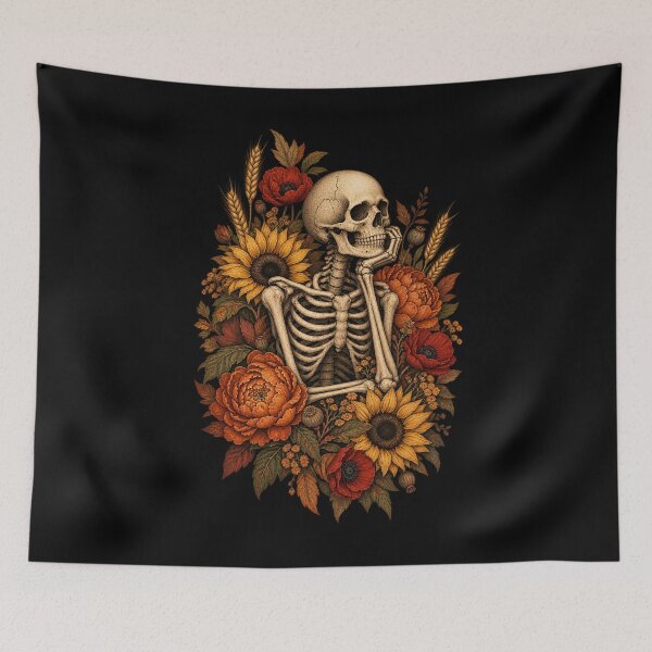 Item preview, Floral Skeleton Sunflower Cottagecore Goth Halloween Aesthetic designed and sold by Whirx.
