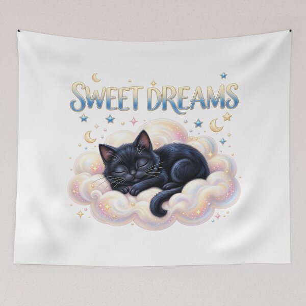 Item preview, Cute Sleeping Black Cat On Cloud Sweet Dreams designed and sold by Nicha Studio.